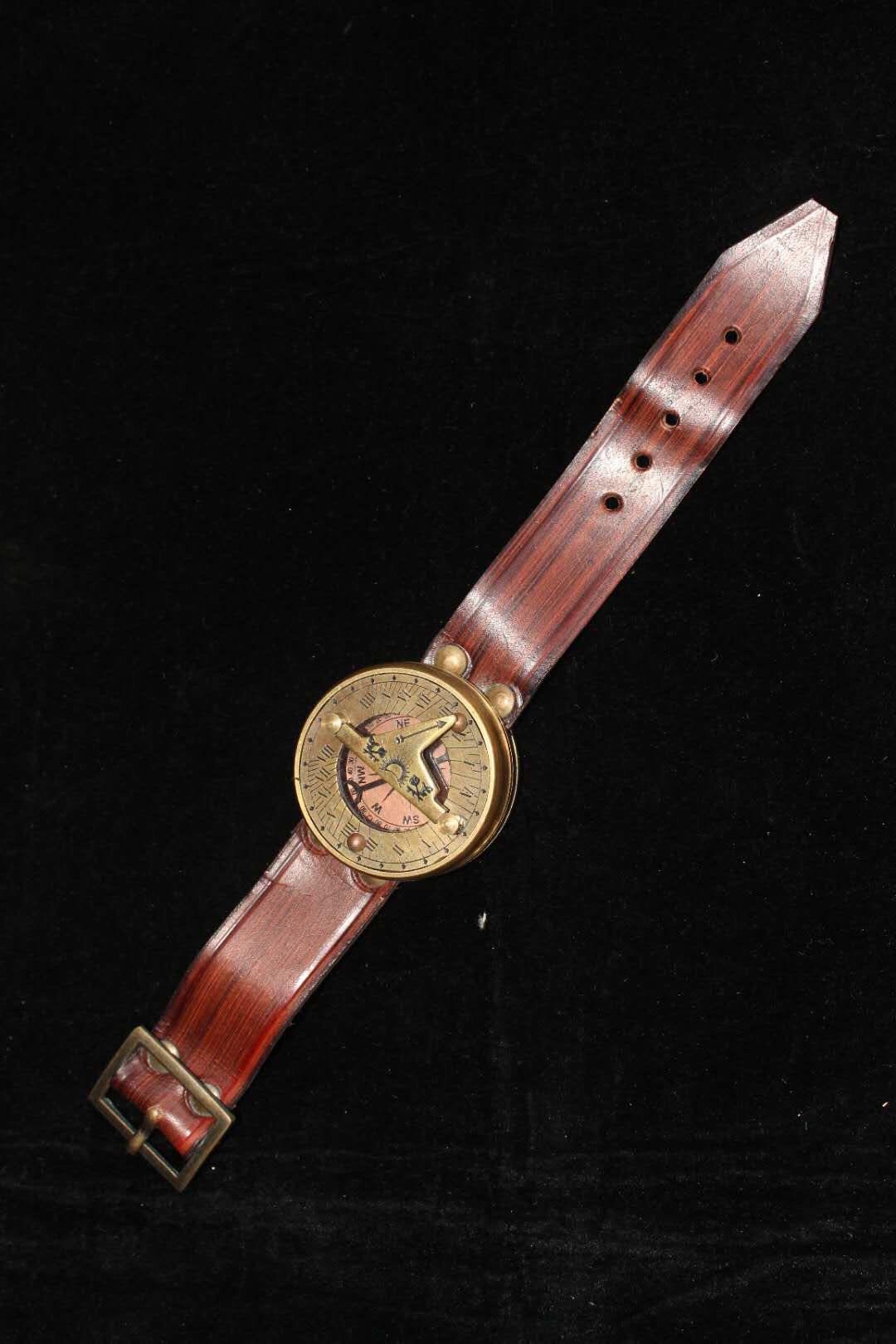 进口牛皮怀表指北针海盗远航古玩