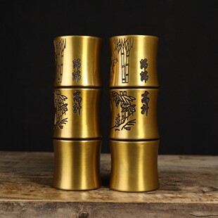 热卖黄铜竹节造型雕刻竹子节节高升步步登高香筒桌面工艺品摆件