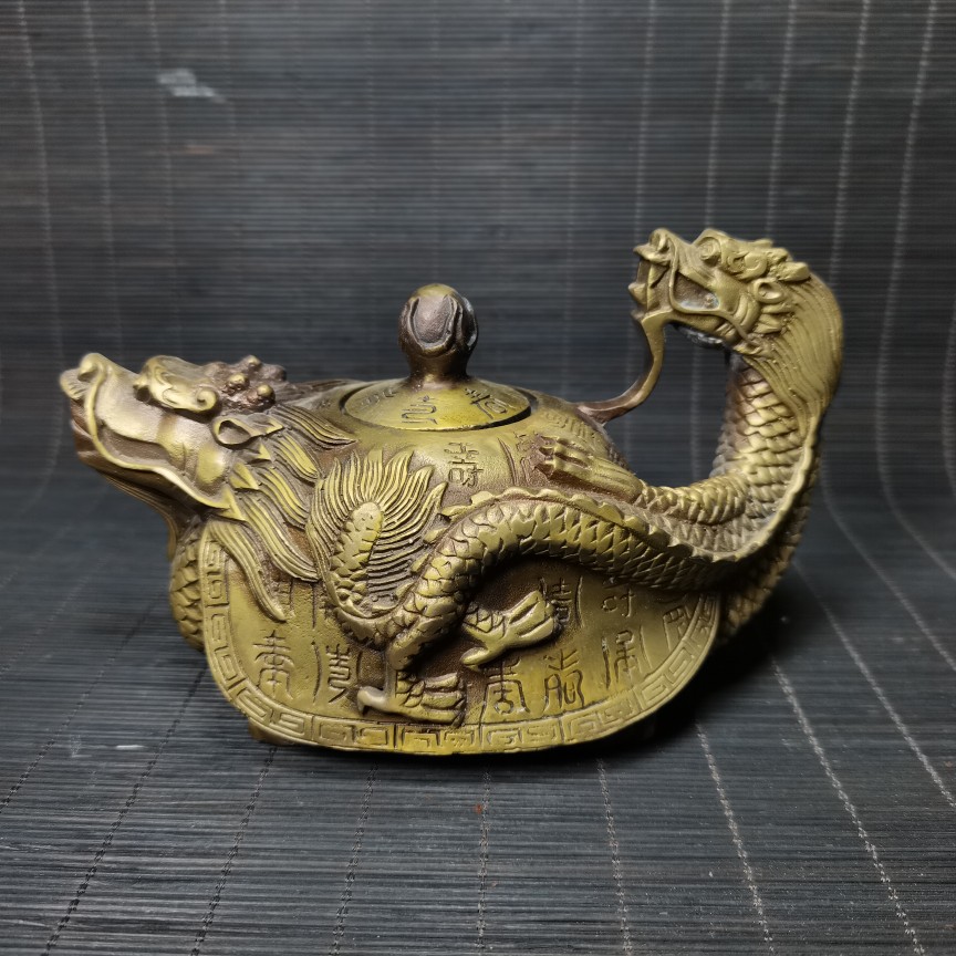仿古龙壶铜壶纯铜龙龟壶酒壶黄铜茶壶收藏祝寿礼品贺礼家居装饰