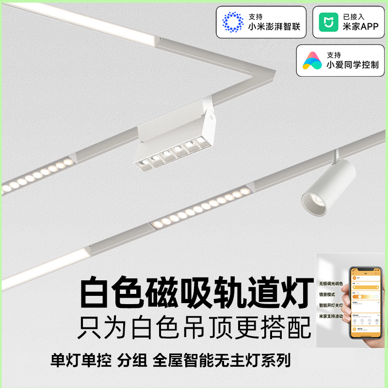 智能无极调光调色磁吸轨道灯白色