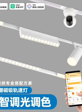 已接入米家APP智能磁吸轨道灯嵌入式客厅led格栅泛光灯白色无主灯