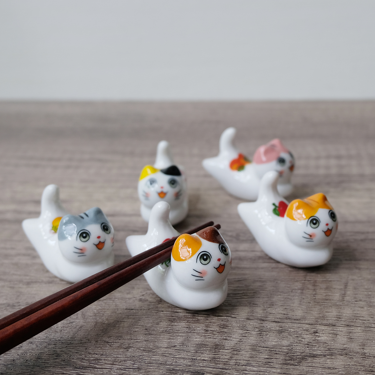 和光小筑 可爱猫咪陶瓷筷子架 筷托筷枕 吉祥如意祝福语创意礼物