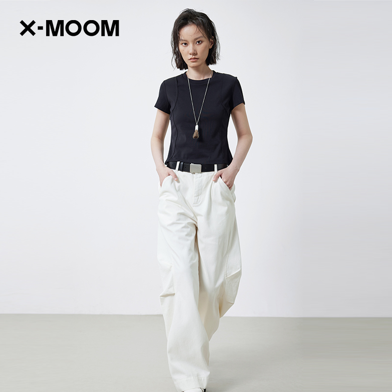 夏季新款立体拼缝紧身短袖T恤