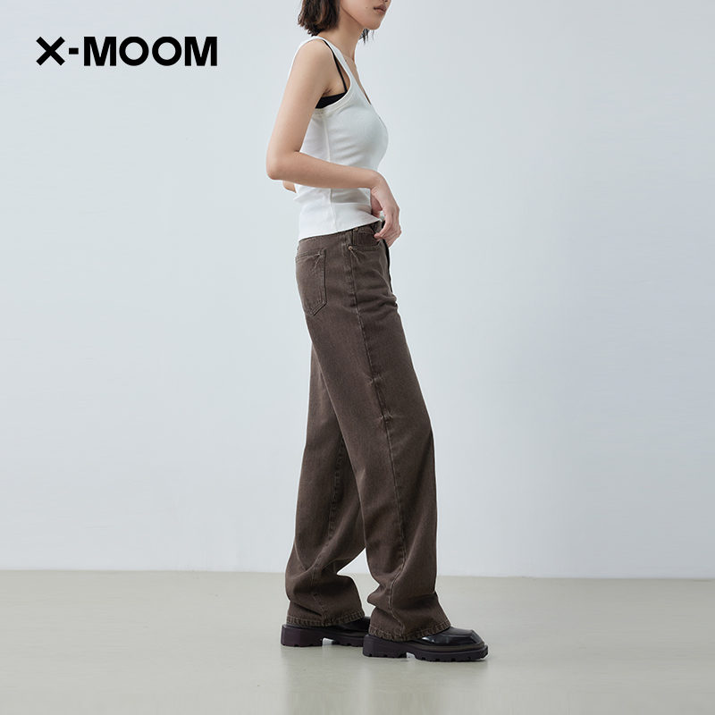 XMOOM长裤直筒洗水牛仔裤