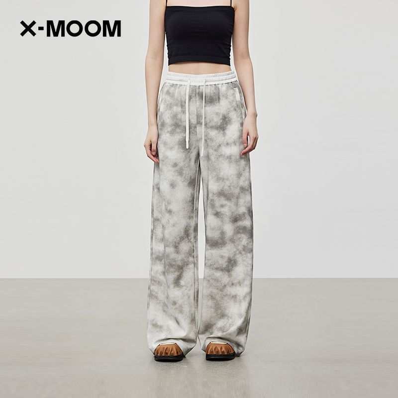 X--MOOM水墨感喷绘直筒裤