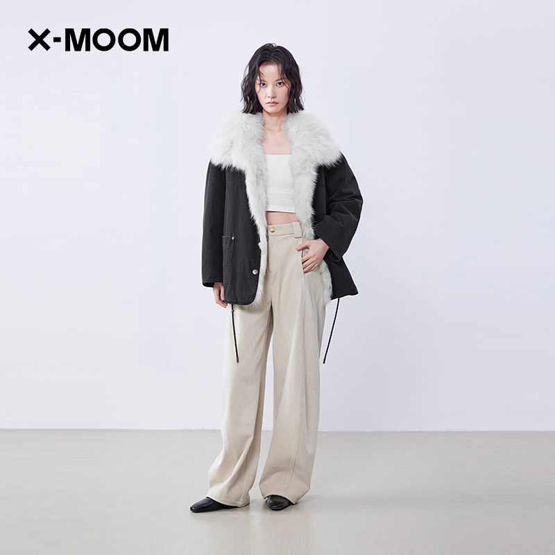 超细灯芯绒立体裁剪阔腿裤