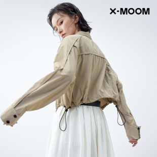 MOOM2025夏季 新款 今年流行轻薄隐格长袖 女 短衬衫 商场同款