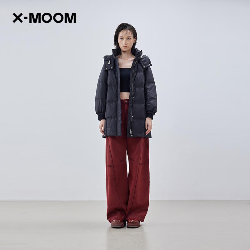 连帽珍珠扣装饰羽绒服X--MOOM