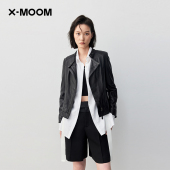 绵羊皮立领复古机车夹克皮衣外套女 MOOM春秋新款 商场同款