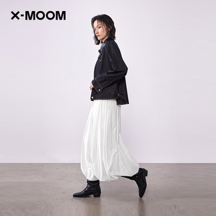 【商场同款】X--MOOM2025秋季新款法式高级垂感配皮带花苞半身裙