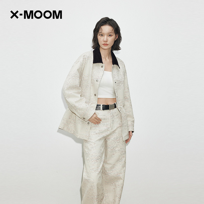 【商场同款】X--MOOM2026春季新款彩色提花洗水牛仔巴恩风外套女,女装/女士精品,短外套,淘宝优惠券,粉丝福利购,淘宝优惠卷