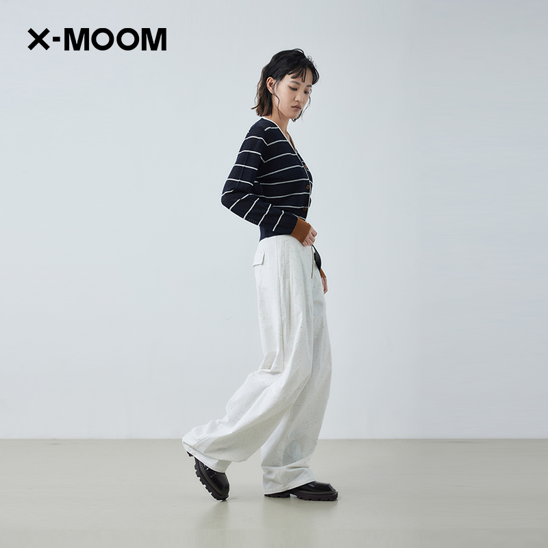 镂空条纹长袖针织开衫X--MOOM