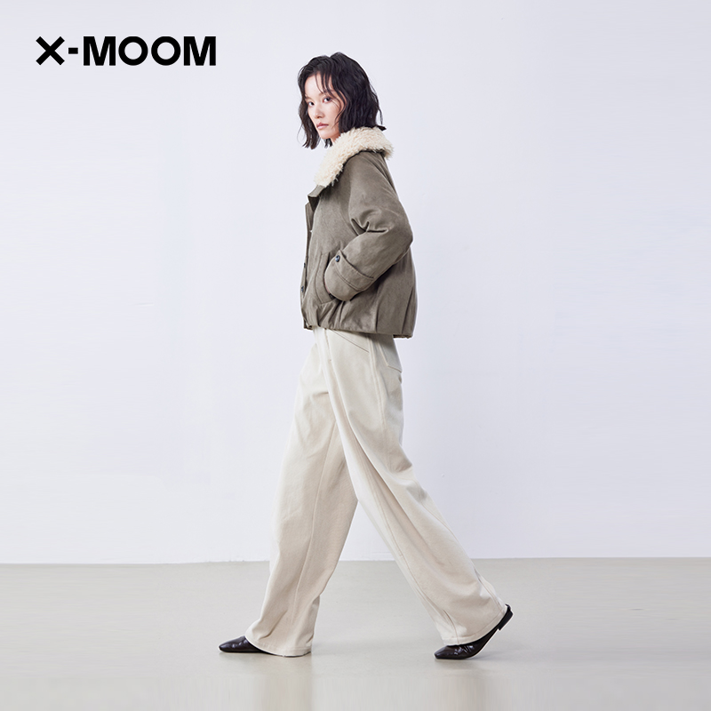XMOOM毛毛大翻领夹克式短羽绒服