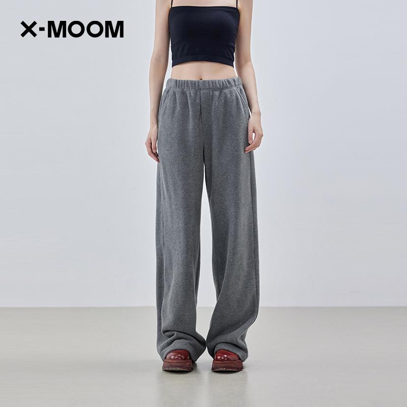 松紧腰摇粒绒直筒长裤X--MOOM