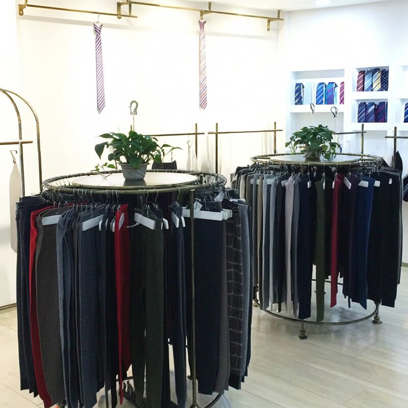 童装店货架圆形服装店陈列落地裤架中岛架衣服展示架女装店挂衣架