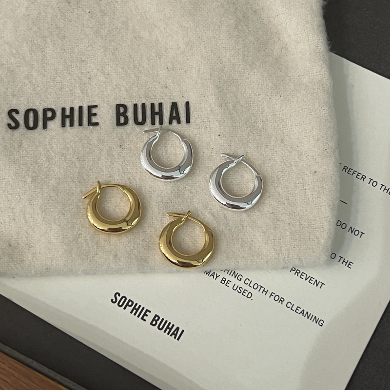 sophie buhai基础款925纯银光面小耳环精工质感耳扣简约百搭耳饰