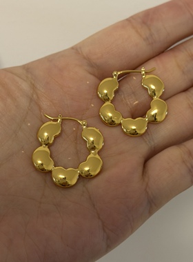 榴莲银饰 DURIAN 通体925银镀铑金樱桃耳扣实心日常百搭耳圈耳饰