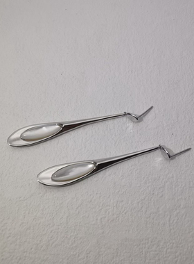 榴莲银饰 DURIAN 通体925银镀铑金镶嵌天然白贝流苏耳环长款耳饰