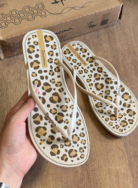 Ipanema依帕内玛平底人字拖女豹纹夹脚休闲沙滩拖鞋外穿凉拖
