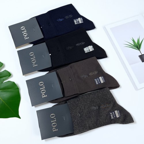POLO纯棉商务皮鞋袜四季中筒男袜