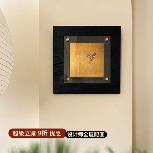 寻找太阳的梦金箔画水曲柳法式中古风装饰画客厅卧室矮柜墙挂画