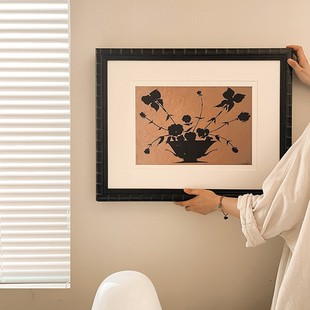 玫瑰剪影中古风电表箱装饰画定制照片来图订做遮挡开关强弱配电箱