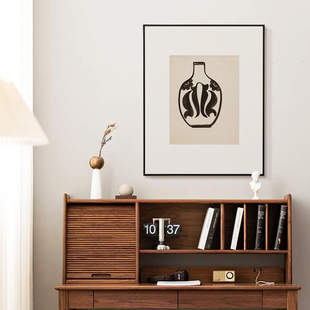 平安喜乐 北欧现代简约小众艺术装饰画客厅卧室表现主义素描挂画