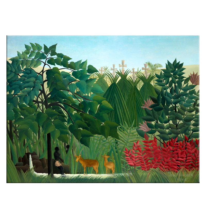 瀑布 henri rousseau 亨利卢梭艺术装饰画客厅书房北欧风景