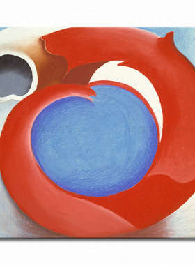 红色山羊角 Georgia O'Keeffe 欧姬芙艺术装饰画客厅书房玄关酒吧