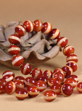 圣饰奇缘 西藏天然玛瑙红肉药师珠9*12mm左右手串diy配珠配饰