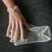 复古新娘婚纱手套短款 白色香槟色网纱短款 写真拍照配饰影楼手套