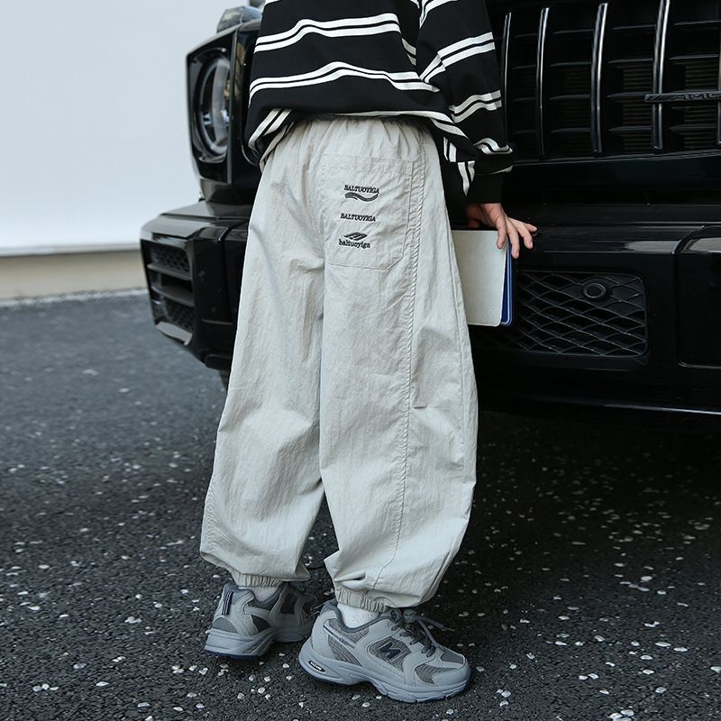 男童薄款工裝褲兒童純棉褲子2025款中大童寬松燈籠褲洋氣休閑長(zhǎng)褲