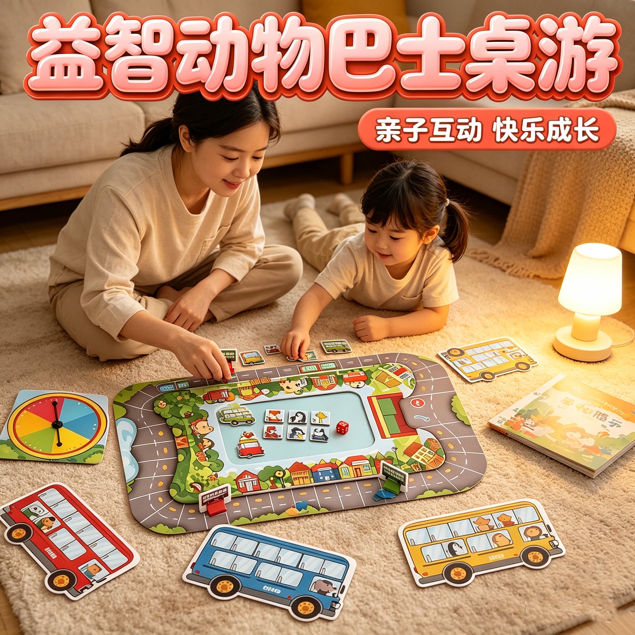 新款动物巴士站台桌游趣味益智力游戏儿童多功能亲子互动桌面玩具图片