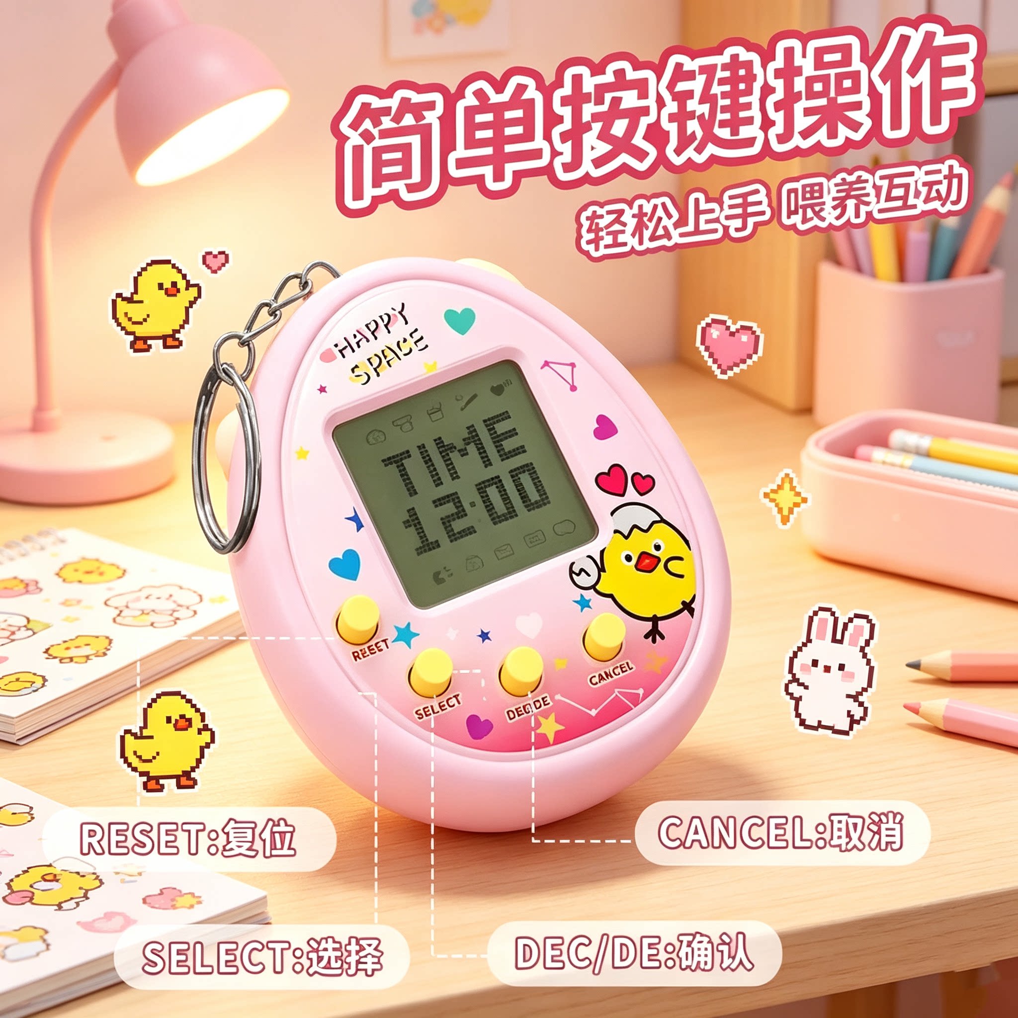 怀旧电子宠物机简单操作喂养小精灵游戏机亲子互动男女孩解压玩具