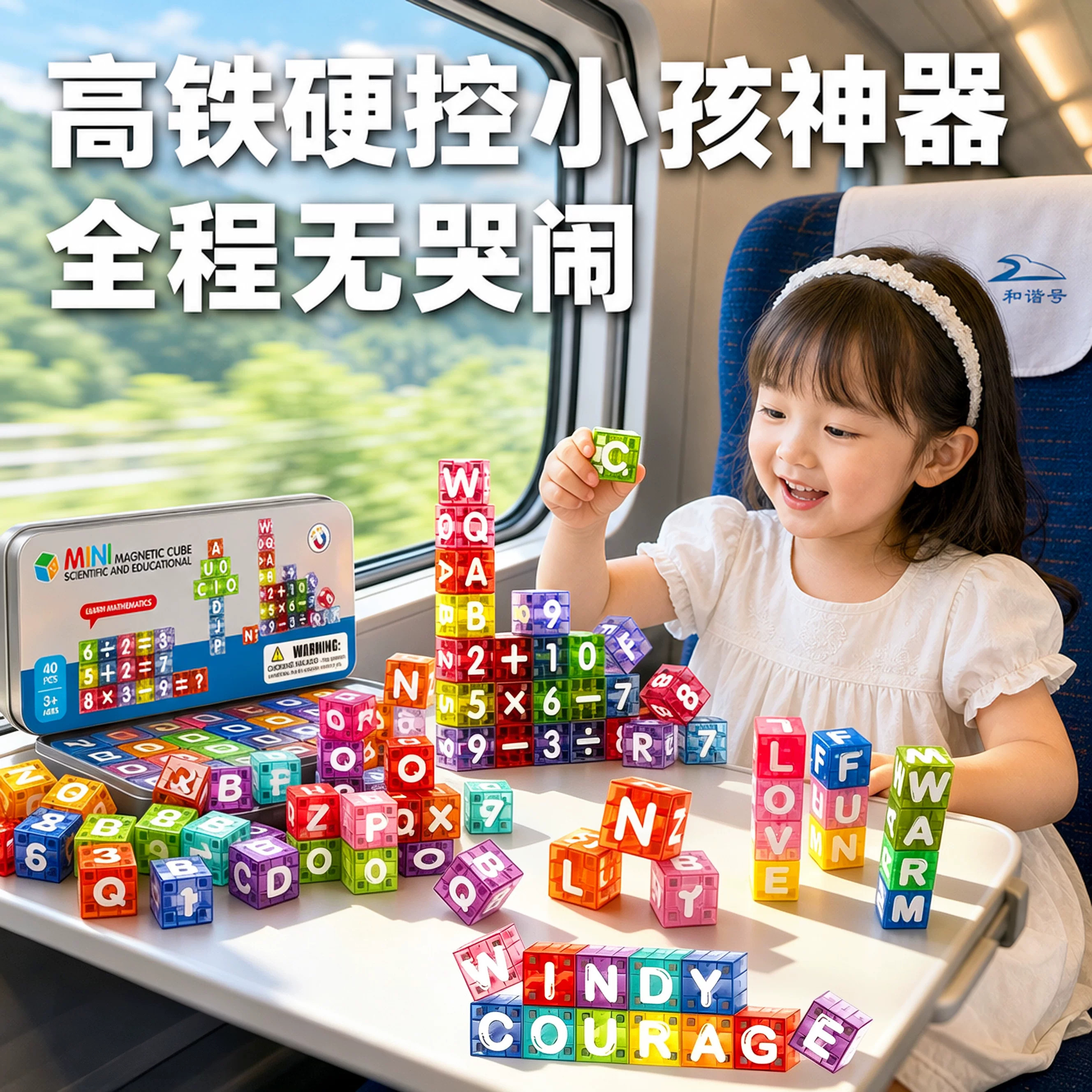 数字字母卡扣磁力片大彩窗儿童益智积木玩具拼装磁铁男女宝宝礼物