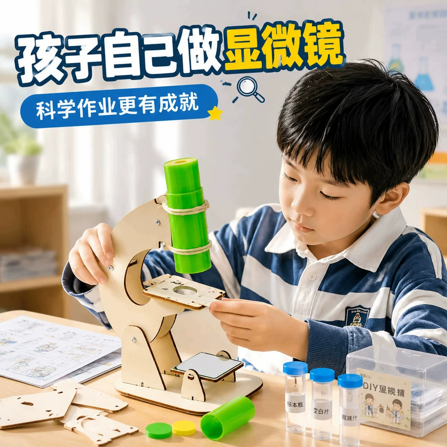 科学实验套装自制显微镜小学生手工diy材料儿童科技制作发明玩具8