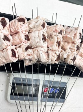 油包肝羊油包羊肝20串烧烤油炸食材羊油包羊肝串商用批发半成品串