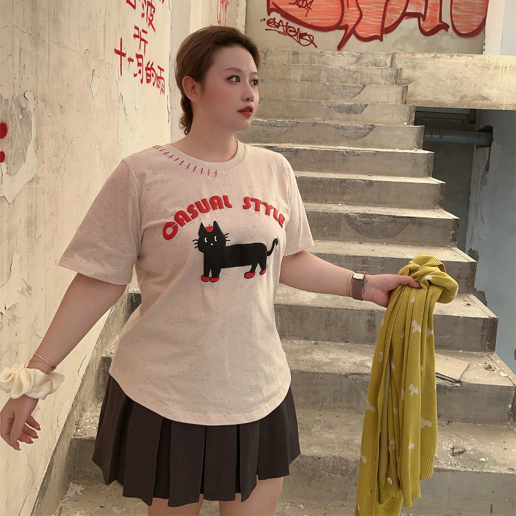 200斤大码卡通印花短袖宽松T恤