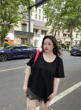250斤胖mm大码女装纯色T恤