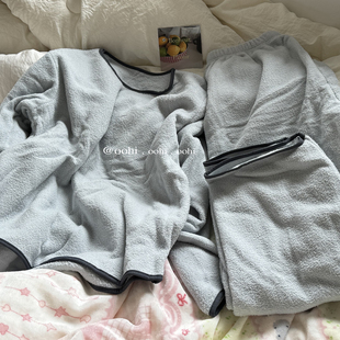 可睡觉穿的元气少女感睡衣软糯亲肤雪粒绒睡裤薄绒宽松家居服套装