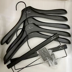 服装店衣架实木烤漆哑黑色女装衣挂防滑儿童高档衣撑裤架定制LOGO