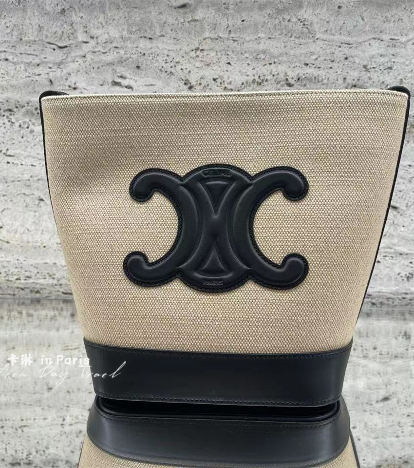 Celine/赛琳 CUIR TRIOMPHE凯旋门拼皮帆布水桶包斜跨包优歆代购 - 封面