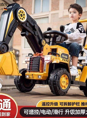 德国儿童电动车四轮挖掘机可坐人遥控电动挖土机工程汽车玩具车