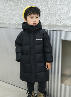 儿童羽绒服2025新款男童女童宝宝过膝加厚中长款洋气连帽冬装外套