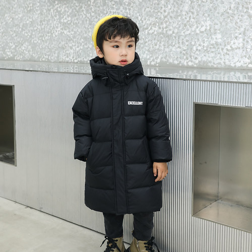 儿童中长款加厚过膝洋气羽绒服