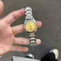 Gold dial steel strap [with Cuban bracelet]