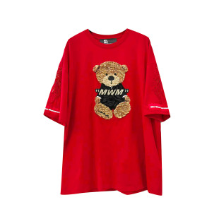 上衣 恤 半袖 MW032020073B 宽松情侣款 毛绒小熊翅膀短袖