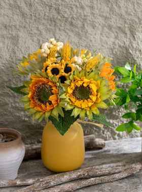 厂家推荐向日葵把束仿真花假花绢花婚庆跨境家居装饰GF13396