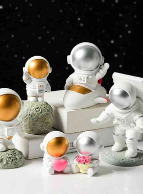 创意树脂太空宇航员摆件 办公桌软装工作室书柜现代家居生日礼物