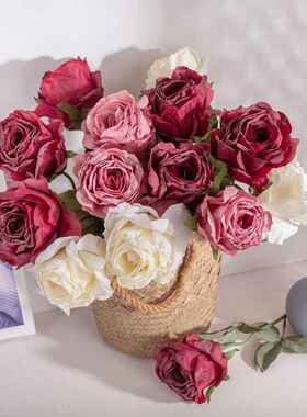 婚庆干烧大玫瑰厂家INS风花家居装饰跨境假花YC1021